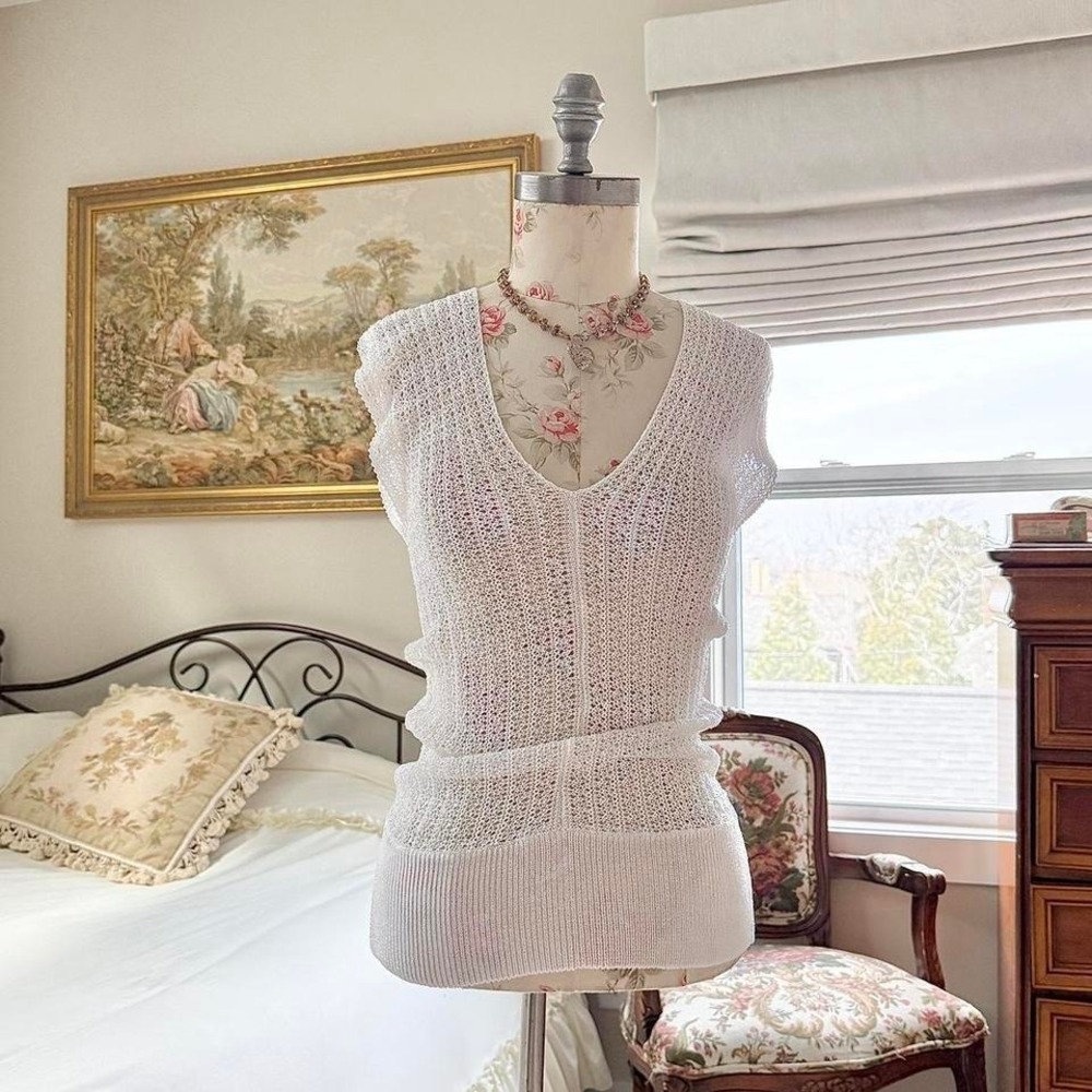 white knit top y2k say what white knit top size medium